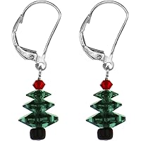 Body Candy Holiday Christmas Tree Earrings Dangle Created with Crystals