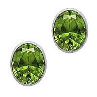 Multi Choice Oval Shape Gemstone 925 Sterling Silver Solitaire Stud Gift For Her