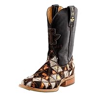 Tin Haul Women's Shaggy Diamonds Western Boot Broad Square Toe Brown 7 M US