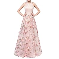 Women's Ball Gown Embroidery Floral Print Evening Prom Dress Long A-Line Formal Party Dresses