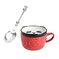 Cute Animal Coffee Mug With Lid 220ml Breakfast Cups Funny Stringing Spoon Water Cups Milk Mugs Gift For Animal Lovers Stainless Steel Dessert Spoon