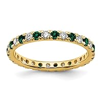 2.23mm 14k Gold Lab Grown Diamond SI1 SI2 G H I and Created Emerald Eternity Band Size 7.00 Jewelry Gifts for Women