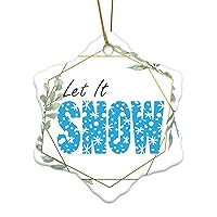 Let It Snow Snow Let It Snow Art Winter Holiday Let It Snow Word Art Snowflake Housewarming Gift New Home Gift Hanging Keepsake Wreaths for Home Party Commemorative Pendants for Friends 3 Inche