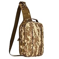 UNISTRENGH Tactical Military Sling Bag Chest Pack Molle Daypack Backpack Casual Shoulder Bag Crossbody Duty Gear (Desert camouflage)