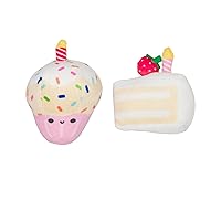 Birthday Cake Cat Toy Set, Birthday Cake and Cupcake Cat Toys with Catnip, Interactive Kitten Toys, Pet Owner Birthday Gift for Cat, Set of 2 Cat Toys