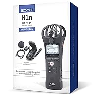 Zoom H1n Handy Recorder (Old Model, H1n-VP) Portable Recorder, Onboard Stereo Microphones, Camera Mountable, Records to SD Card, USB Microphone, with Case, USB Cable, Windscreen, & Power Adapter