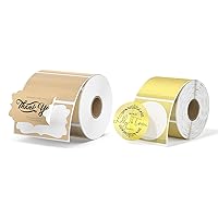 MUNBYN 2 Inch Gold Transparent Thermal Labels and 2.5