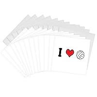 3dRose Greeting Cards - I love volleyball - 12 Pack - Funny Quotes