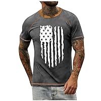 Men's T-Shirts Big and Tall Short Sleeve Shirts Vintage 4Th of July Graphic Tees 2024 Casual Loose Fit Summer Tops