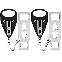 Portable Travel Door Lock Black of 2 Pieces, Extra Door Lock for Securing Doors from Inside, Simple Effective Reliable for Hotel Doors and Apartment Doors, Suitable for Family Trip or Traveling Alone