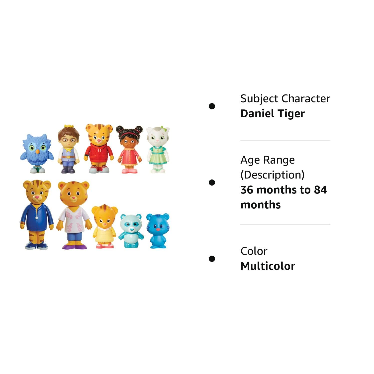 Daniel Tiger's Neighborhood Friends & Family Figure Set (10 Pack) Includes: Daniel, Friends, Dad & Mom Tiger, Tigey & Exclusive Figure Pandy