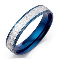 Gemini Custom Groom or Bride Blue Wedding Anniversary Promise Titanium Rings width 4mm Valentines Day Gift
