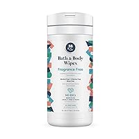Bath & Body Wipes — Fragrance Free — 30 Wipes — Use as Diaper Wipes, for Bath & to Freshen — Alcohol, Chlorine, & Rinse Free — No EDCs — Safer for Baby — Good for the Whole Family — Made in USA