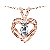 Solid 14k Gold Oval 5x3mm Knotted Double Heart Pendant Necklace