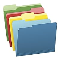 Two-Tone Color File Folders, Letter Size, Assorted Colors (Bright Green, Yellow, Red, Blue), 1/3-Cut Tabs, Assorted, 36 Pack (03086), 4-color