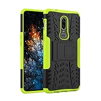 Case for OnePlus 6 Tyre Pattern Design Heavy Duty Tough Protection Case with Kickstand Shock Absorbing Detachable 2 in 1 Case Cover for OnePlus 6 (2018). Hyun Green