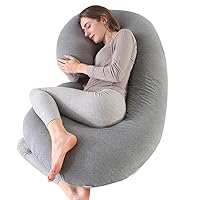 yoyomax Pregnancy Pillows, C Shaped Full Body Maternity Pillow Memory Foam Pregnancy Pillow with Removable Jersey Cover, 52 Inch Pregnancy Pillows for Sleeping-Darkgrey