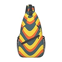 Wavy Stripe Line Print Sling Bag Shoulder Sling Backpack Travel Hiking Chest Bag For Men Women