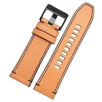 Genuine Leather watchband for Diesel Watch Belt DZ4476/4482 DZ7408 7406 4318 Strap 22 24 26 28mm Large Size Men Wrist Watch Band (Color : 13 Brown Black, Size : 24mm)