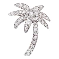 The Diamond Deal 14kt White Gold Womens Round Diamond Palm Tree Nautical Beach Pendant 1/4 Cttw