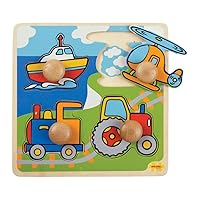 Bigjigs Toys Wooden My First Peg Puzzle Transport - Quality Peg Puzzle for 1 Year Old, Fine Motor Skills Toys for Babies & Toddlers, First Jigsaw Puzzle