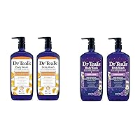 Dr Teal's Body Wash with Epsom Salt Pack of 2, 24oz & Sleep Blend Body Wash with Melatonin Pack of 2, 24 fl oz