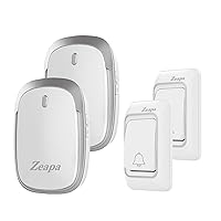 Wireless Doorbells, 1300ft Range, Stable Signal, 60 Ringtone, 4 Volume, Loud sound, Waterproof, 2 Plug-in Receivers+2 Battery-powered Transmitters, Bright LED Flash, Easy to Install, Silver