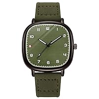 Mens Watches, Casual Leather Watches for Men Easy to Read QuartzArabic Numeral Watch with