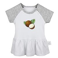 Fruit Coconut Pattern Cute Dresses, Newborn Infant Baby Girls Princess Dress, Kids Novelty Ruffles Cotton Clothes