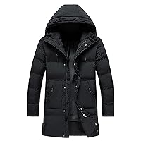 Winter Coats For Men Long Coat Hooded Warm Quilted Jacket Water-Resistant Cold Weather Parka Padded Puffer Jacket