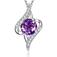 S925 Sterling Silver Lightning Purple Birthstone Pendant Necklace, Gift Jewelry for Women Girls