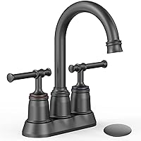 Classical Bathroom Faucets for Sink 2&3 Holes, 4 inch Bathroom Faucet, 360 Swivel Spout Centerset Matte Black Bathroom Faucet with Pop Up Drain and cUPC Lead-Free Hose (Matte Black)