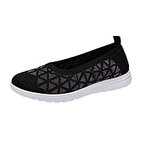 Slip on Walking Sneakers for Women Lightweight Flats Sports Sneaker Fashion Mesh Perforated Breathable Shoes Summer