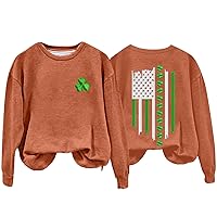 St. Patrick's Day Sweatshirt for Women Long Sleeve Clover Graphic Holiday Tops Blouse Casual Crew Neck Loose Fit Shirt