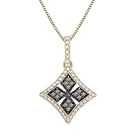 1/3 CTTW Sterling Silver White & Brown Diamond Medallian Necklace