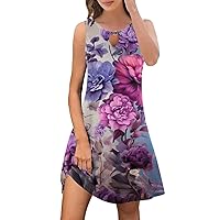 XJYIOEWT Plus Size Dress with Pockets and Shorts,Summer Dresses for Women Trendy Boho Floral Print Cover Up Crew Neck Sl
