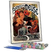 DIY Painting Kits for Adults Beer of The Meuse Painting by Alphonse Mucha Arts Craft for Home Wall Decor