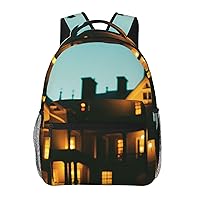 Castle Lighting Night Backpack Lightweight Casual Backpacksn Multipurpose Backpack With Laptop Compartmen