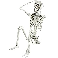 5.4ft Posable Halloween Skeleton - Full Body Life Size Skeleton Bones with Movable Joints for Halloween Indoor/Outddor Decoration Spooky Scene Party Décor