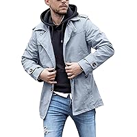 Mens Trench Coat Single Breasted Lightweight Casual Slim Fit Lapel Jacket Fall Windbreaker Overcoat with Pockets