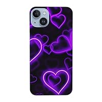 Fashional Purple Hearts Printed Phone Case for iPhone 14 Cases 6.1 Inch Clear Shockproof Phone Case Cover,Not Yellowing,Wireless Fast Charging