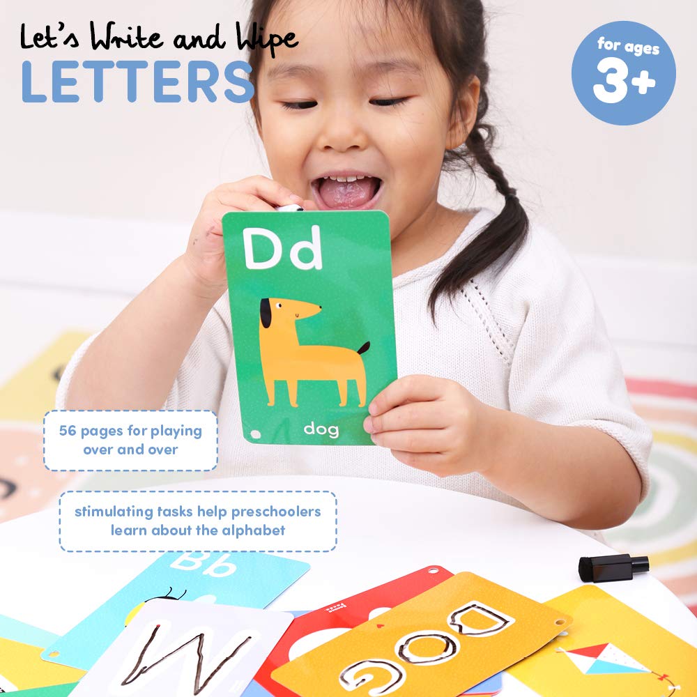 Let’s Write and Wipe Preschool Learning Activities - Letters - 56 Pages of Creative Tasks on Dry-Erase Cards with Marker Promote Early Learning Basics, ABCs and Motor Skills, for kids ages 3-5 years