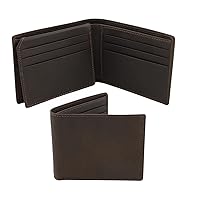 Genuine Leather Wallet for Men, RFID Blocking Bifold Wallet with Flip Up ID Window, Mens Real Leather Wallet with Gift Box (Dark Brown)
