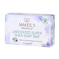 Organic Soap Bar, Unscented Super Shea, 4 Ounce