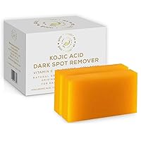 Kojic Acid Dark Spot Remover Soap Bars with Vitamin C, Retinol,Collagen, Tumeric,-Original #1 infused with Hyaluronic Acid, Vitamin E, Shea Butter, Castile Olive Oil Pack (2)