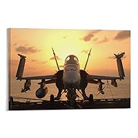 F-18 Super Hornet Fighter Modern US Navy Aircraft Sunset Photography Picture Aviation Art Decor Crea Canvas Wall Art Prints for Wall Decor Room Decor Bedroom Decor Gifts 12x18inch(30x45cm) Frame-sty