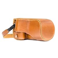 MegaGear Canon EOS M6 (18-150 mm) Ever Ready Leather Camera Case and Strap, with Battery Access - Light Brown - MG1181