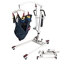 Patient Lift Electric Foldable Hydraulic Body Transfer for Home Use Seniors Free-Assembly Heavy-Duty, Battery-Powered with Low Base, 400lb Weight Capacity with U-Sling, White (Pack of 1)