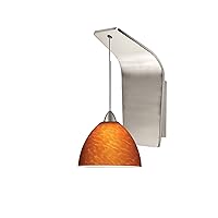 WAC Lighting WS72LED-G541AM/BN Faberge LED Pendant Fixture Wall Sconce with Glass, One Size, Amber/Brushed Nickel