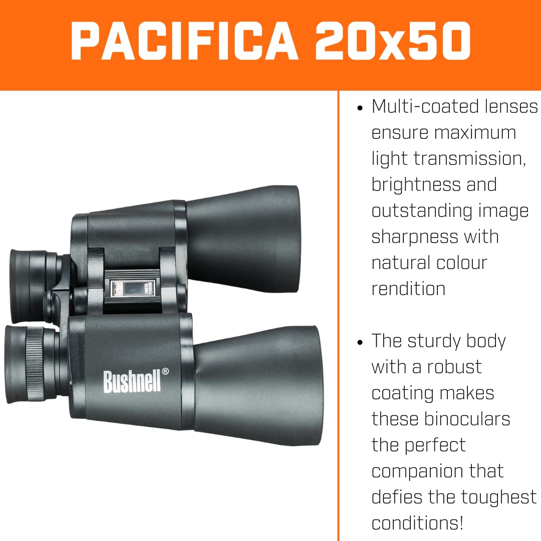 Bushnell Pacifica 20x 50mm Super High-Powered Porro Prism Binoculars, Black